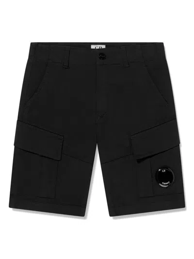 C.p. Company Kids' Lens-detail Shorts In Black