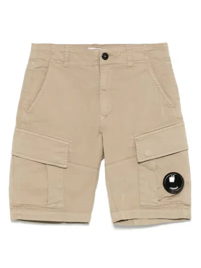 C.p. Company Kids' Lens-detail Shorts In Nude & Neutrals