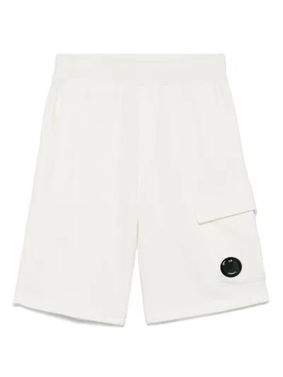C.p. Company Kids' Lens-embellished Track Shorts In White