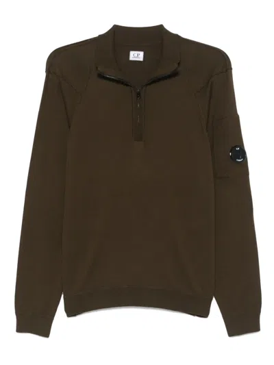 C.p. Company Lens-detail Sweater In Green