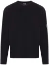 C.p. Company C.p.company Sea Island Crew Neck Lens Knit Pullover In Black