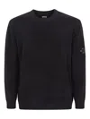 C.p. Company Chenille Cotton Crew Neck Sweater In Black