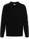 C.p. Company C.p.company Black Crewneck Lens Cotton Pullover