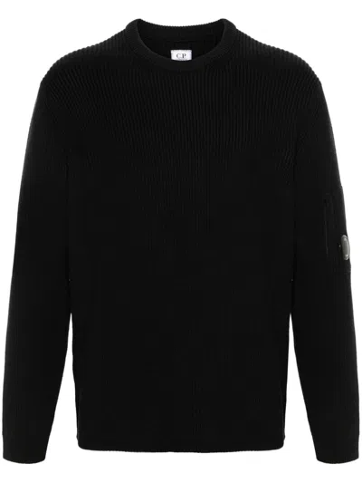 C.p. Company C.p.company Black Crewneck Lens Cotton Pullover