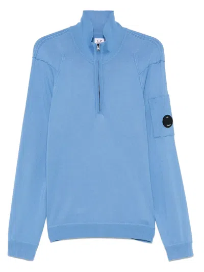 C.p. Company Lens-detail Sweater In Blue