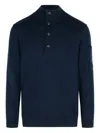 C.p. Company Grs Wool Blend Sweater With Arm Pocket In Blue