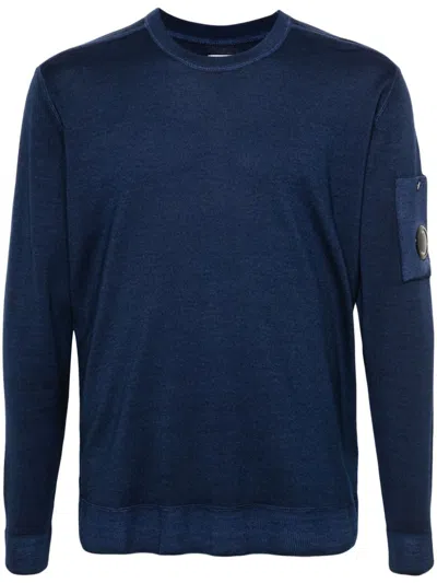 C.p. Company Lens-detail Sweater In Blue
