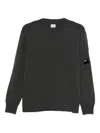 C.p. Company Wool Crewneck Sweater Featuring Logo Detail In Gray
