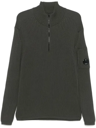 C.p. Company Lens-detail Sweater In Green