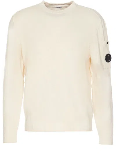 C.p. Company Lens-detail Sweater In White