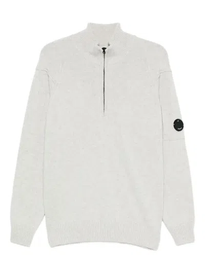 C.p. Company Lens-detail Sweater In White