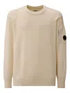 C.p. Company Crew Neck Sweater With Unique Sleeve Patch In Neutral