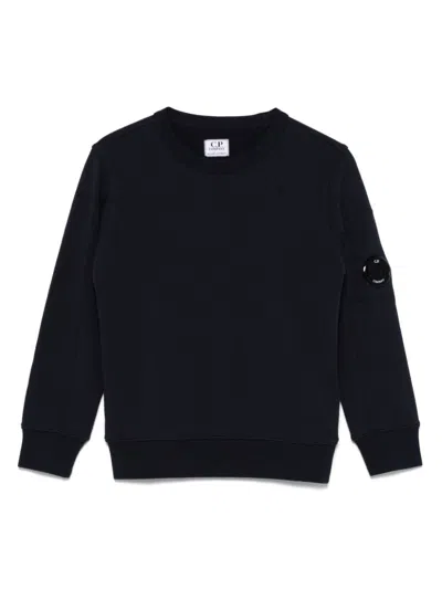 C.p. Company Kids' Logo-appliqué Crew Neck Sweatshirt In Blue