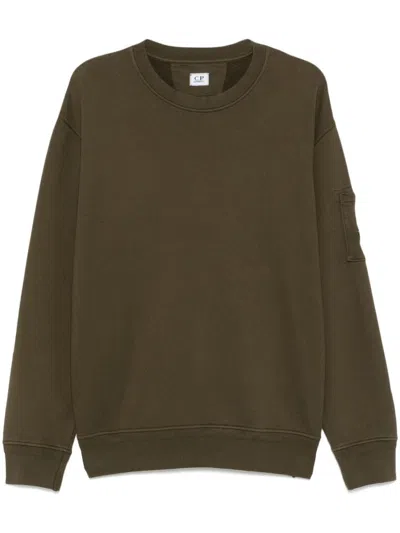 C.p. Company Dark Green Cotton Sweatshirt In Ivy Green
