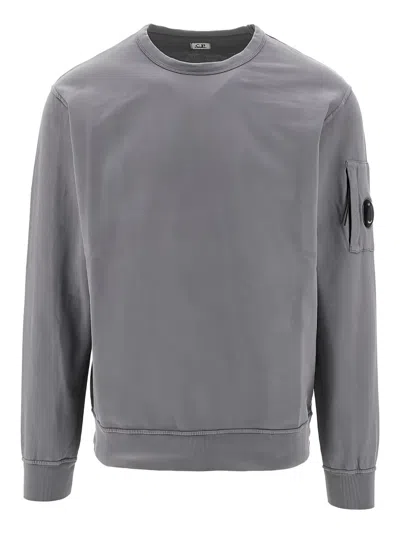 C.p. Company Long-sleeve Matte Finish T-shirt With Circular Lens Pocket In Gray
