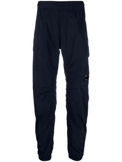 C.p. Company Lens-detail Tapered-leg Trousers In Blue