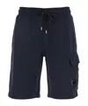 C.p. Company Blue Shorts With Lens Motif On The Leg In Blue