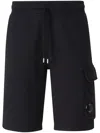 C.p. Company Black Cotton Shorts In Black