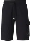 C.p. Company C.p.company Light Fleece Lens Shorts In Black