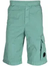 C.p. Company Lens-detail Track Shorts In Green