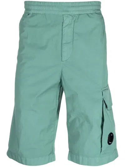 C.p. Company Lens-detail Track Shorts In Green