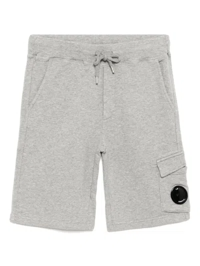 C.p. Company Kids' Lens-detail Track Shorts In Grey