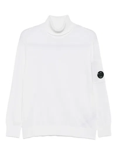 C.p. Company Lens-detail Turtleneck Sweater In White