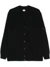C.p. Company Midnight Blue V-neck Cotton Cardigan In Black