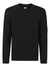 C.p. Company Knitted Wool Pullover With Signature Patch Logo In Black