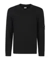 C.p. Company Knitted Wool Pullover With Signature Patch Logo In Black