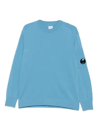 C.p. Company Lens-detail Wool Sweater In Blue
