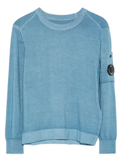 C.p. Company Kids' Lens-detail Wool Sweater In Blue