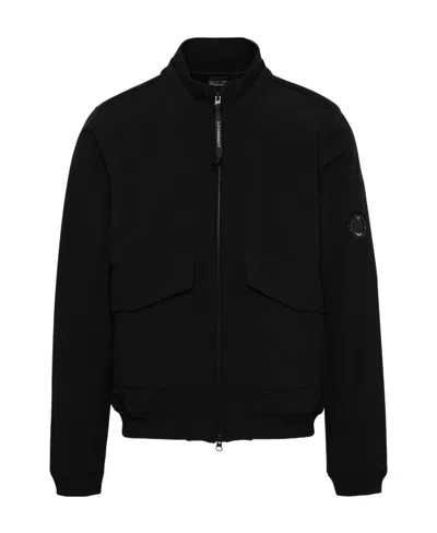 C.p. Company Lens-detail Zip-up Bomber Jacket In Black