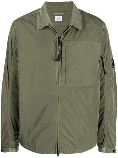 C.p. Company Zipped Fitted Jacket In Green
