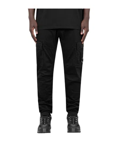 C.p. Company Lens-detailed Cargo Pants In Black