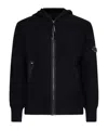 C.p. Company C.p.company Diagonal Raised Fleece Full Zip Hooded Sweatshirt In Black