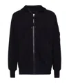 C.p. Company Sweatshirts Hooded Open In Diagonal Raised Fleece Clothing In Black