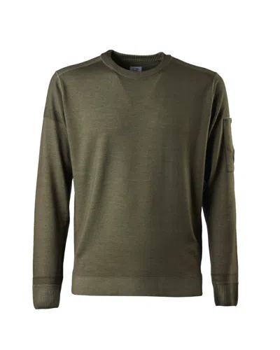C.p. Company Lens Detailed Crewneck Jumper In Green