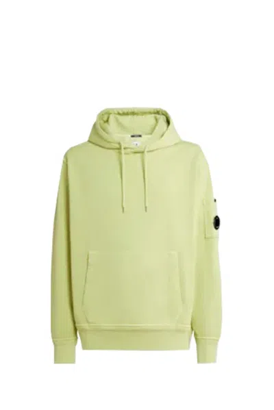 C.p. Company Lens Detailed Drawstring Hoodie In Green