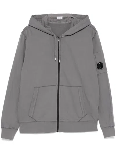 C.p. Company Lens-detailed Hoodie In Grey