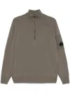 C.p. Company Lens-detailed Olive Green Sweater In Green