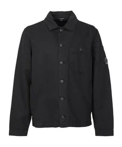 C.p. Company Lens-detailed Overshirt In Black