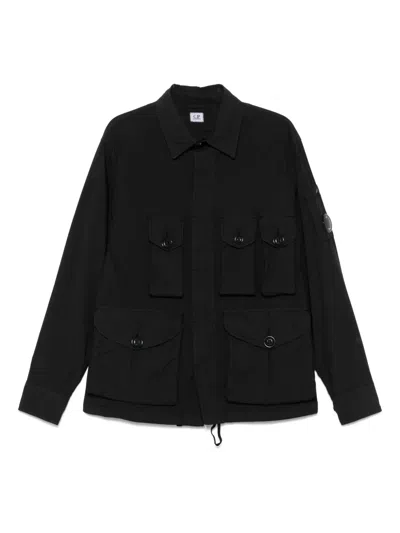 C.p. Company Lens-detailed Overshirt In Black