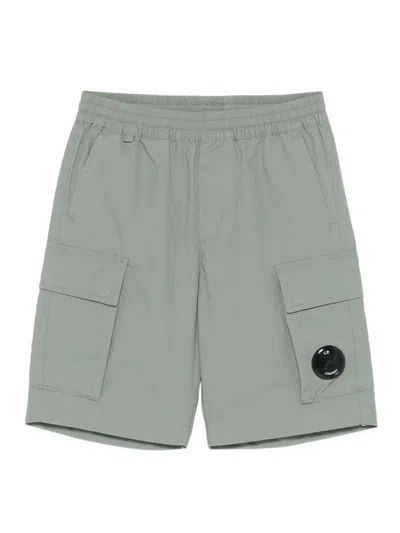 C.p. Company Kids' Lens-detailed Shorts In 绿色