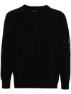 C.p. Company Fine Wool Crew Neck Sweater With Patch In Black