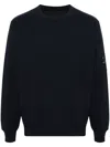 C.p. Company Cp Company Diagonal Raised Fleece Crew Neck Lens Sweatshirt In Blue