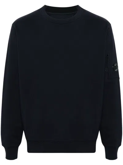 C.p. Company Cp Company Diagonal Raised Fleece Crew Neck Lens Sweatshirt In 888 Total Eclipse