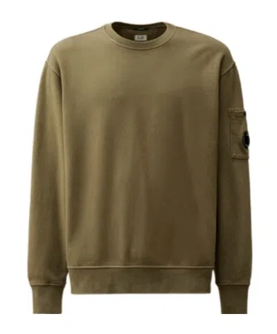 C.p. Company Cp Company Diagonal Fleece Lens Sweatshirt In Green