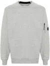 C.p. Company Gray Diagonal Raised Fleece Crewneck Lens Sweatshirt In Grey