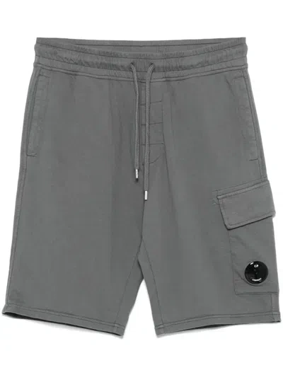 C.p. Company Lens-detailed Track Shorts In Grey
